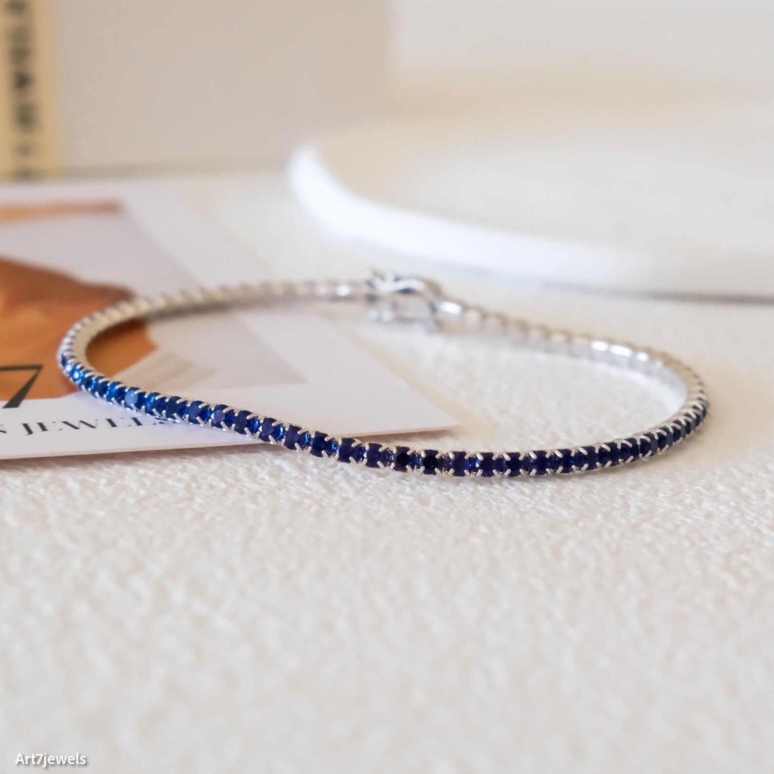 5 Ct Round Simulated Sapphire 925 White Sterling Silver Women’s Tennis Bracelet