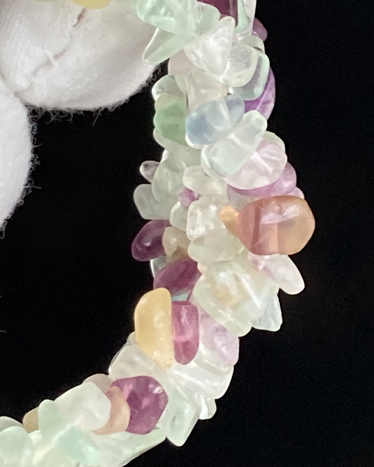 Vintage Amethyst, Quartz & Chrysoprase Wide Stretch Bracelet 6.5in Lovely 63.54g
