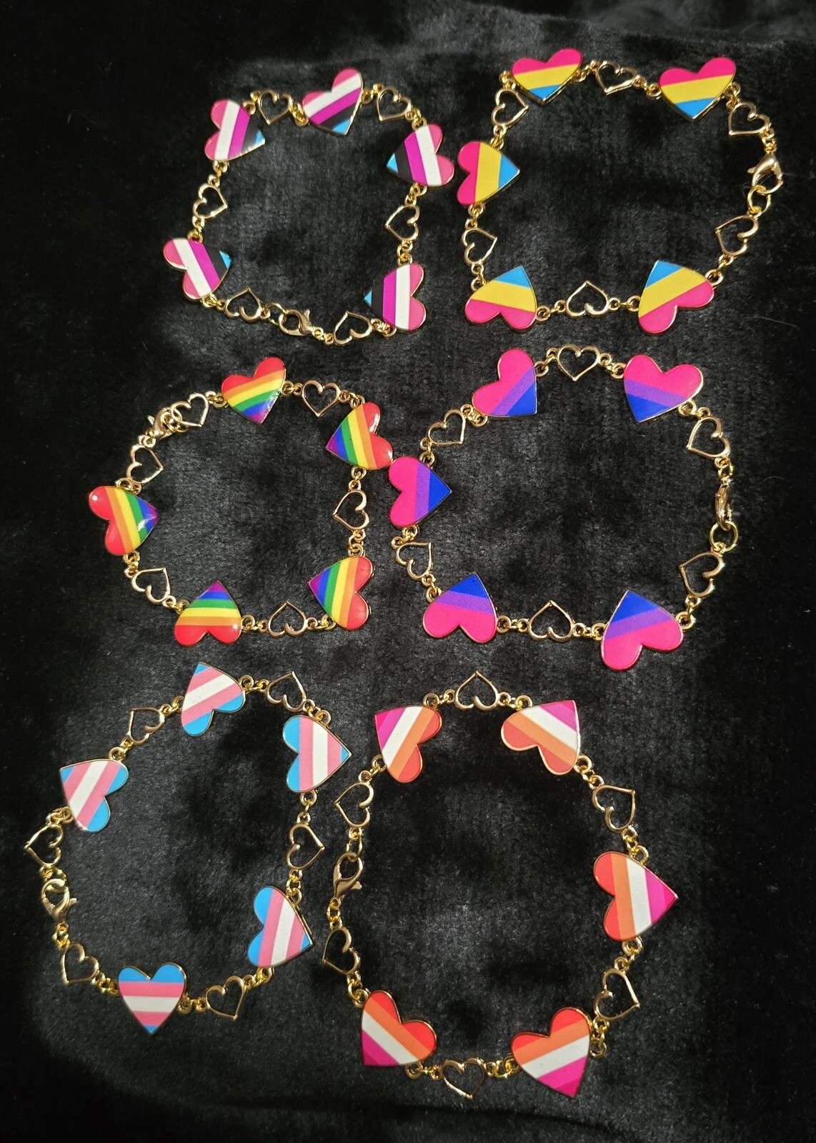 Pride Heart Handmade Bracelets – Trans, Lesbian, Bisexual, Pan, Genderfluid