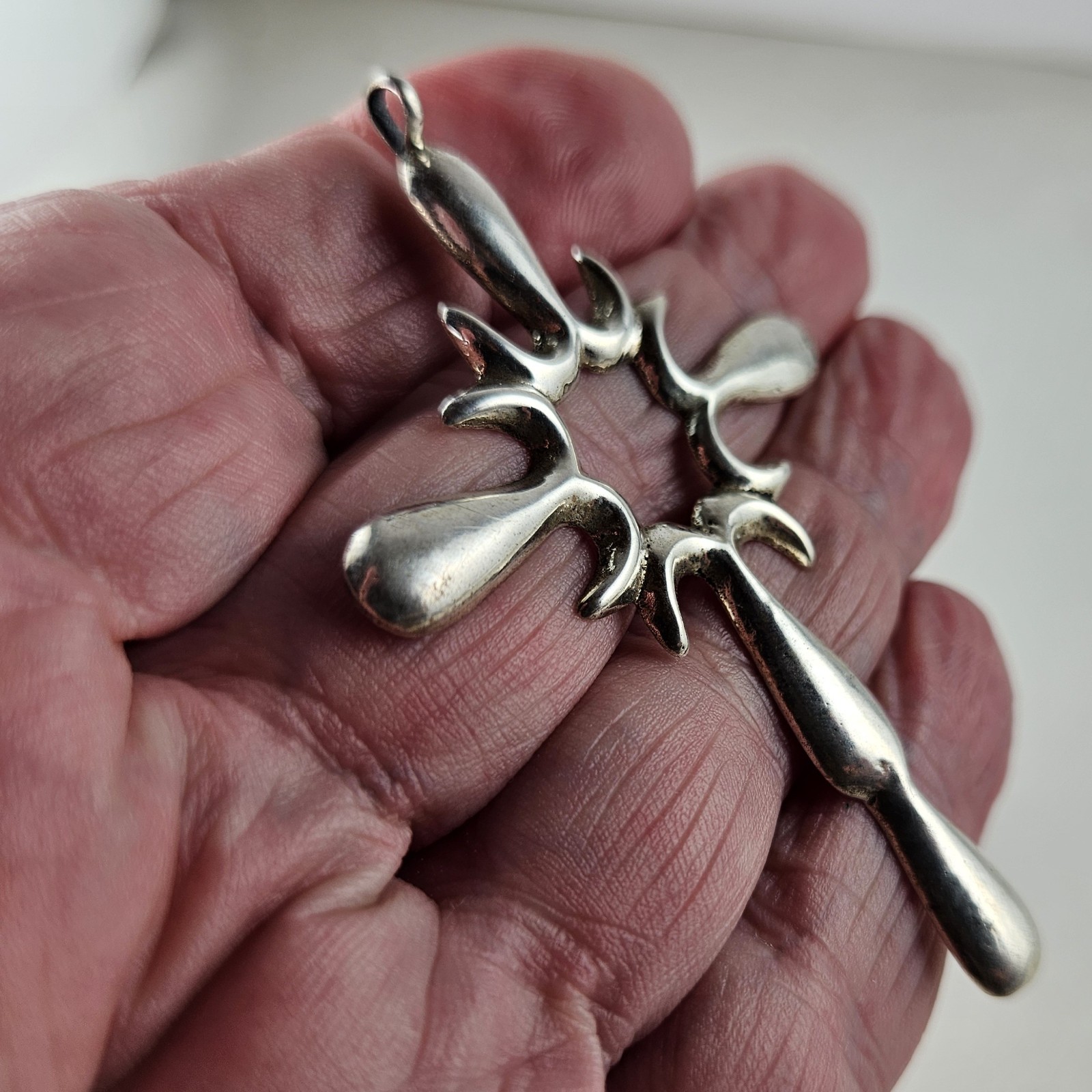Sterling Silver Cross Artisan Sand Cast Pendant 12.0g [8848]