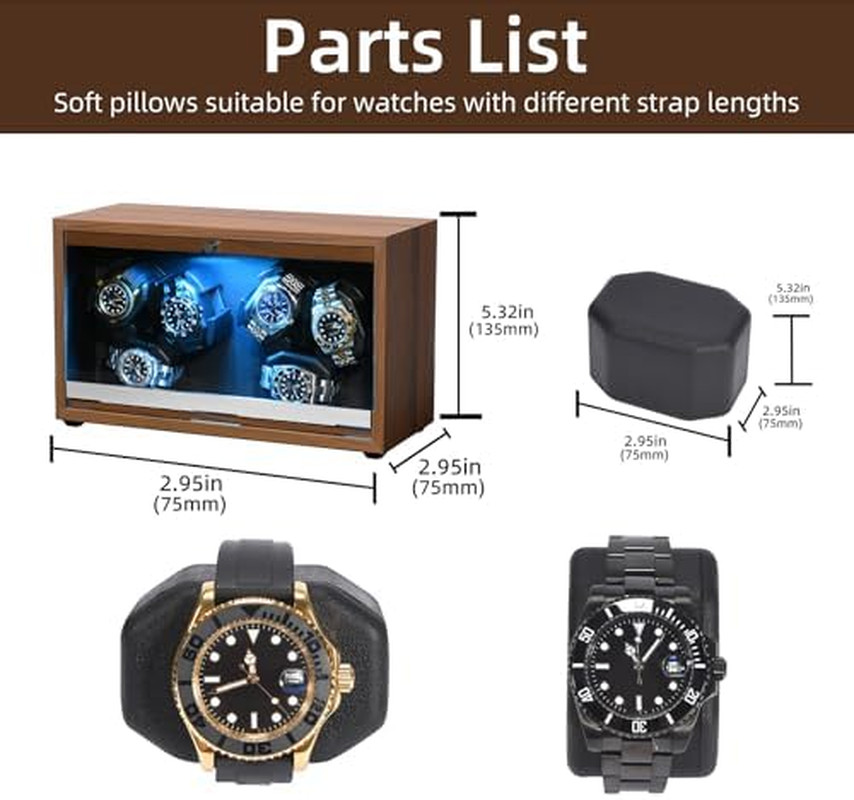 Watch Winders,With 6 Automatic Watches Winder Spinner,Super Quiet Motor and Blue