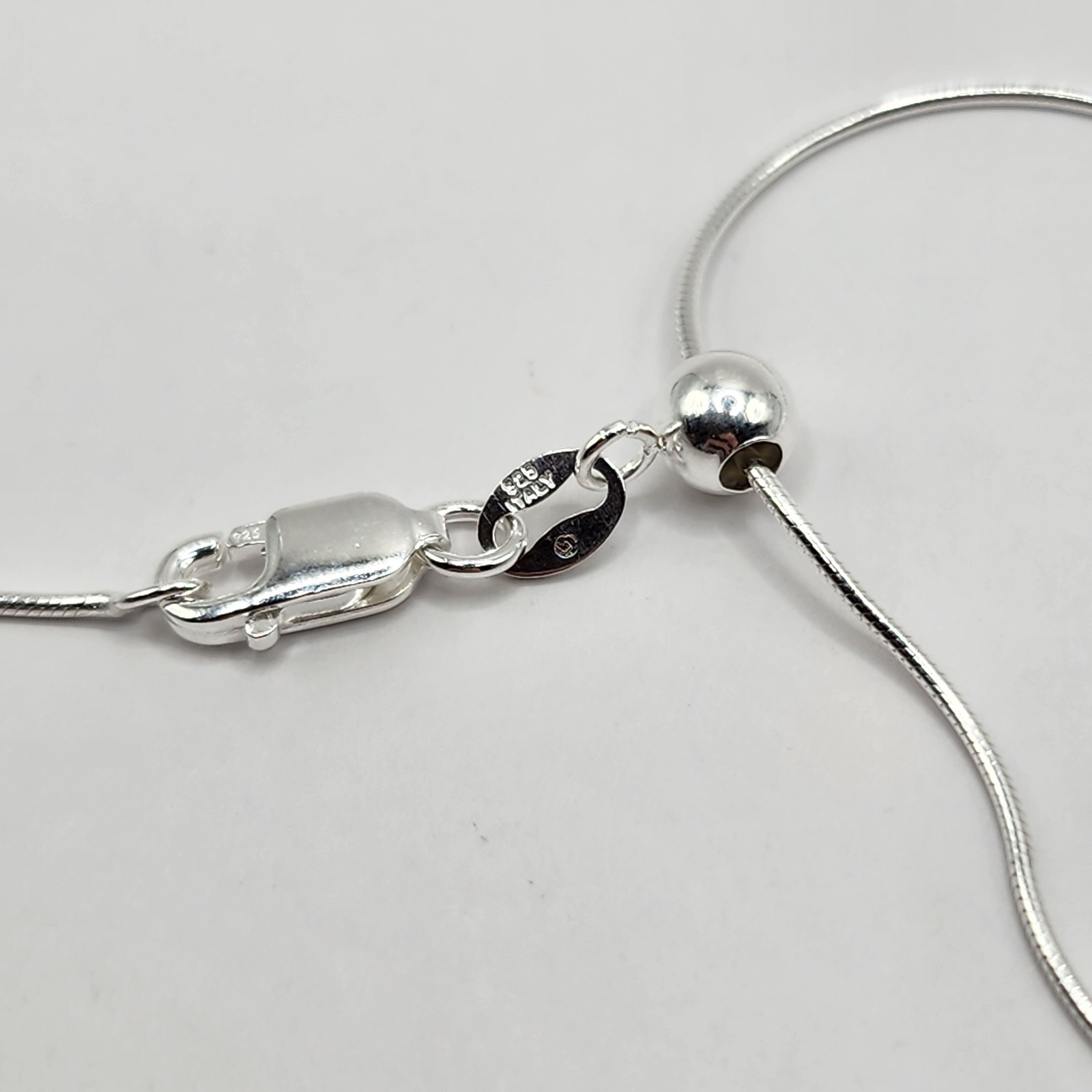 925 NEW Sterling Silver Chain- Ajustable Snake 15-22″ 1mm Width ~FREE SHIPPING