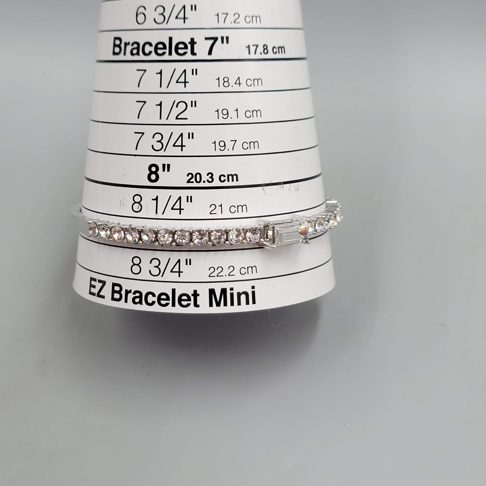 Rhinestone Bangle Bracelet Silver tone 8.5 in