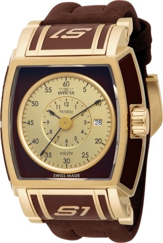 RARE Invicta Mens S1 Touring Edition SWISS MADE Quartz Gold/Brown Tone Watch