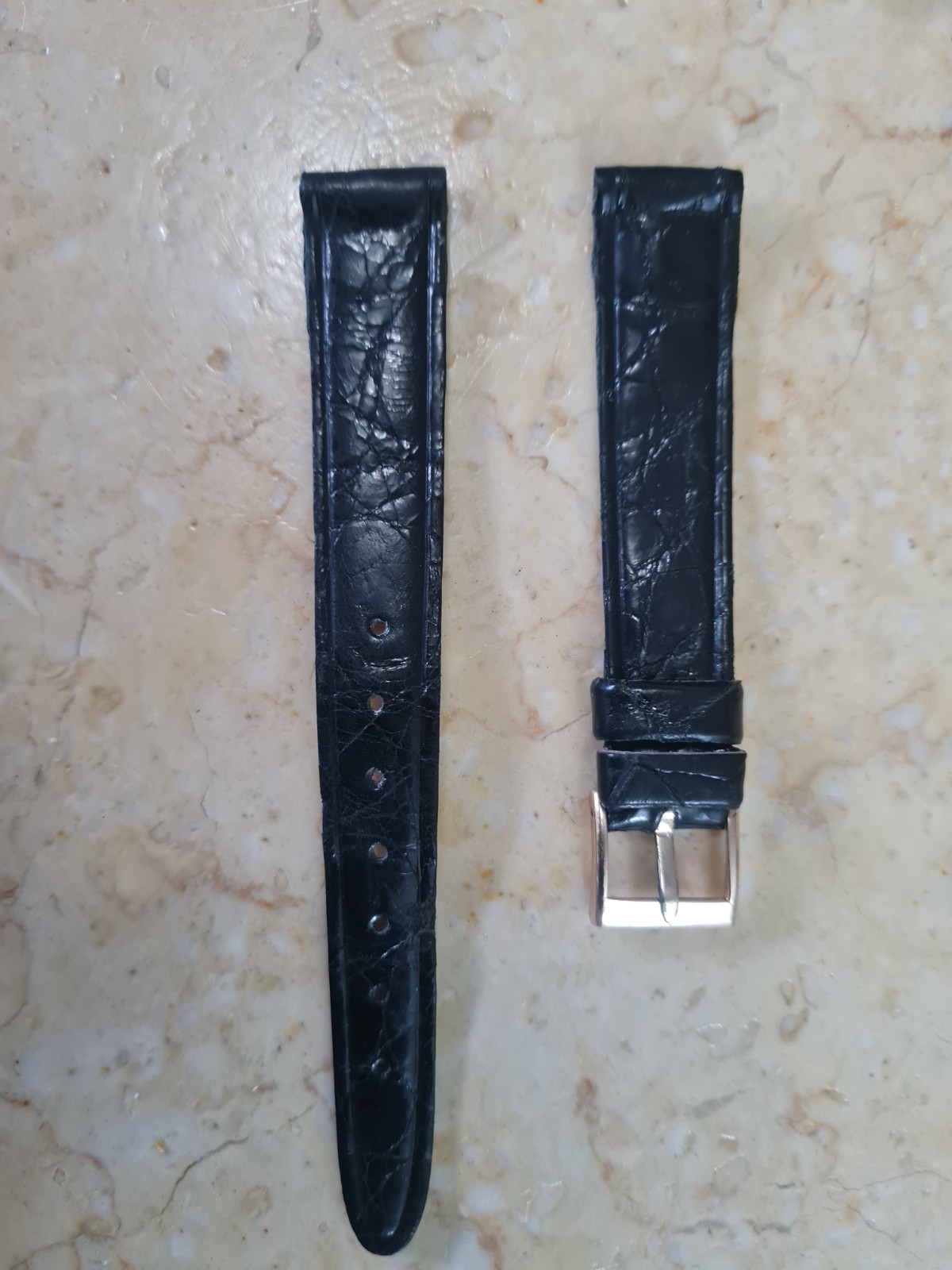 1 REAL CROCODILE SKIN STRAP 16mm. Vintage Genuine Leather Watch