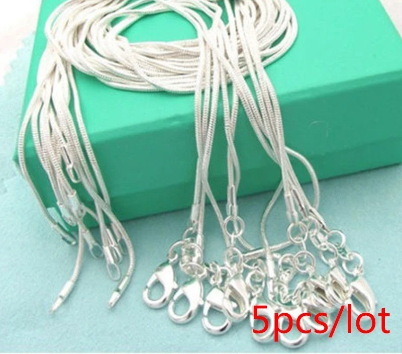 Wholesale 925 Sterling Solid Silver 1MM 16-30Inch Snake Chain Necklace