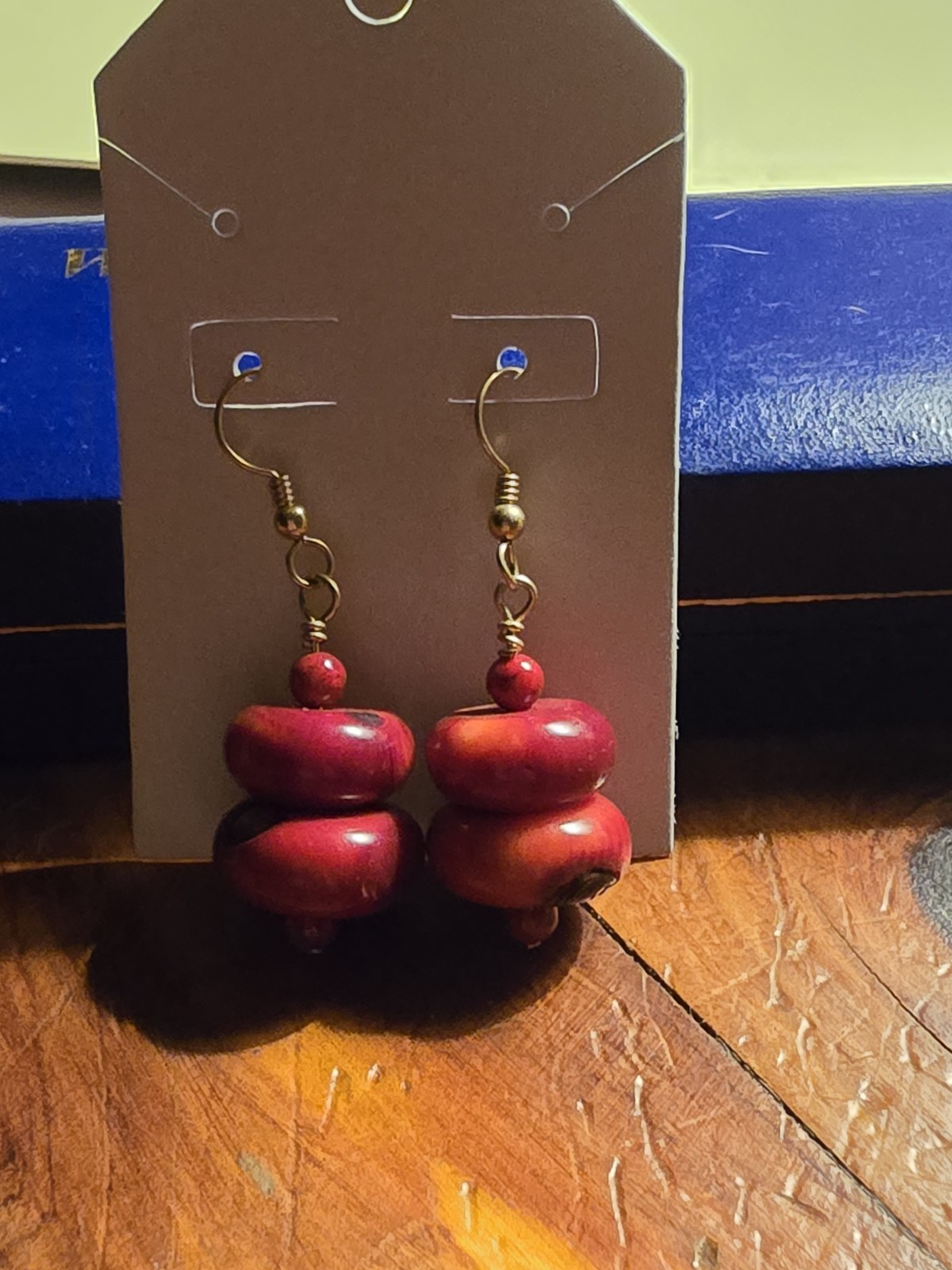 Mixed Lot Dangle/Drop Hook Earrings, Beaded Wood & Metal, Multicolor Cross