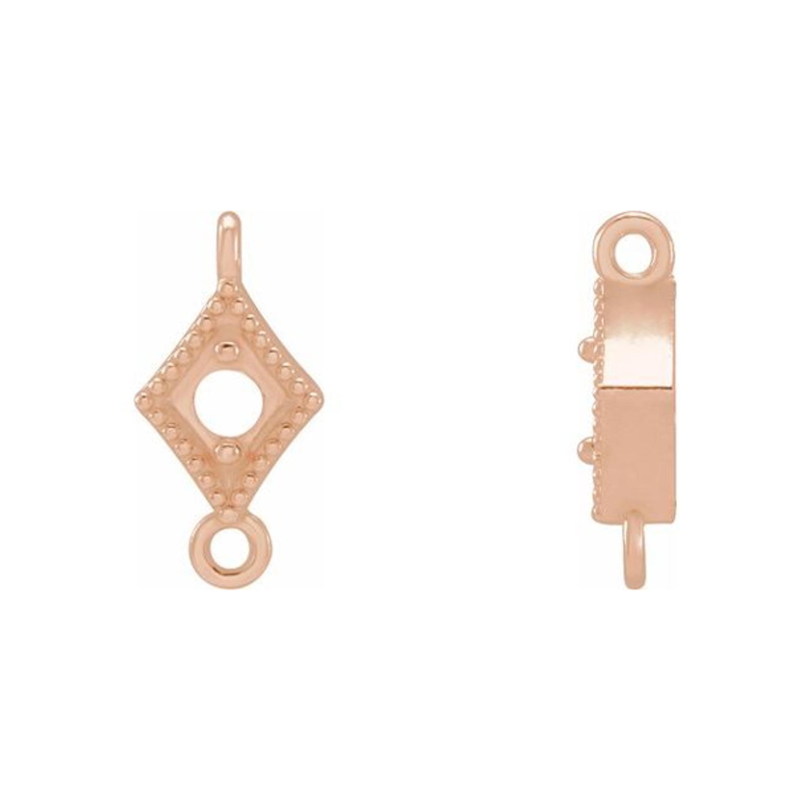 Gold- Platinum Unset Round Stone 2-Prong Diamond Shape Dangle Setting Mount Link