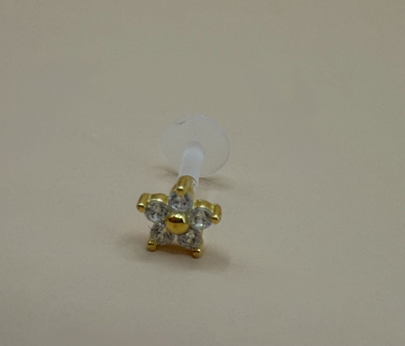 Sterling Silver 925 Cubic Zirconia Ear Threadless Flat Back Labret 16g 1.2mm
