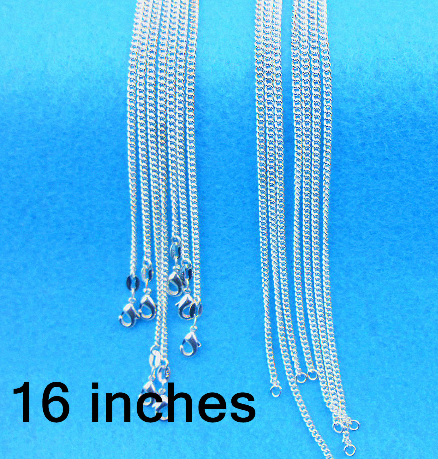 Wholesale 10X 16-30″ Fashion Jewelry 925 Silver Plated Flat Curb Chain Necklaces