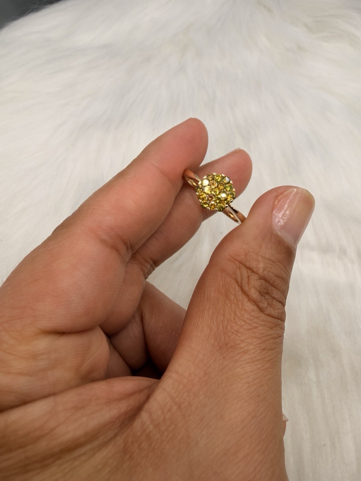 14k Yellow Gold .50 Ctw Yellow Diamond Ring Size 8.25.