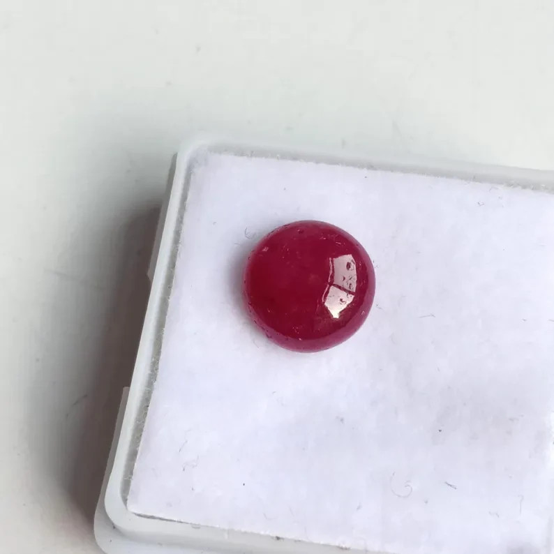 No Heat No Treat Ruby Round Cabochon Certified Earth Mine Loose Gemstone 2.35 Ct