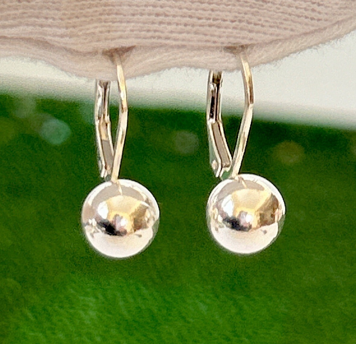 925 Sterling Silver 925 Lever Back Earrings 7.6mm Ball Dangling Earrings