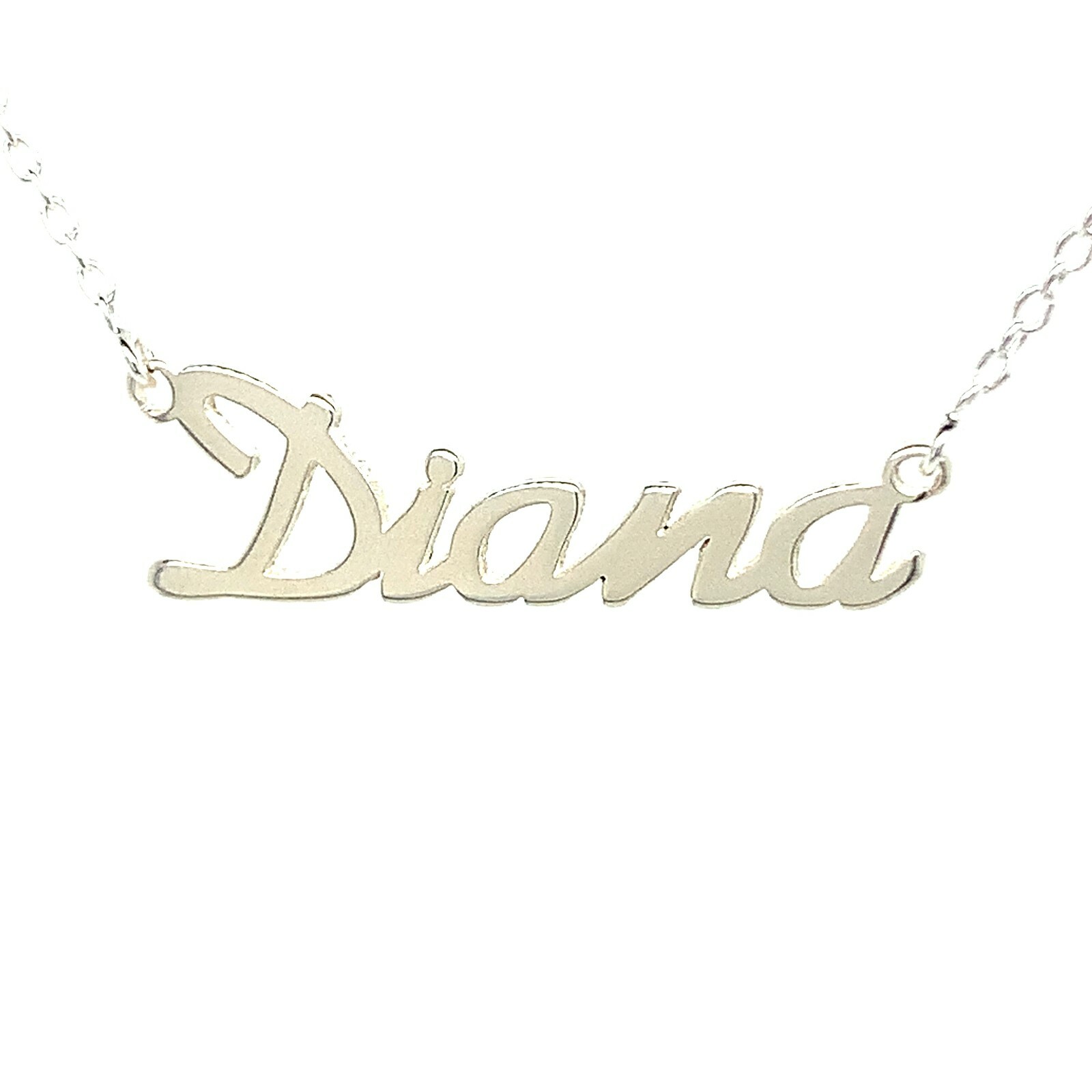 Diana Name Plate Necklace Pendent Sterling Silver female Personalized Custom