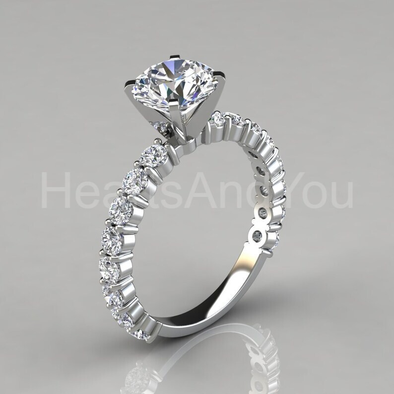 1.6ct Round Cut Moissanite Solitaire with Accents Women Ring 14k RoseGold Plated