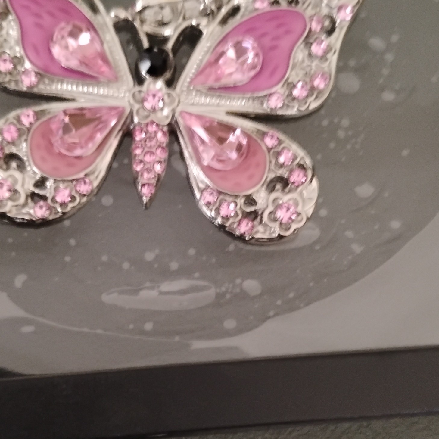 Pink Rhinestone Enamel Butterfly Brooch Pin Silver Tone, Animals & Insects