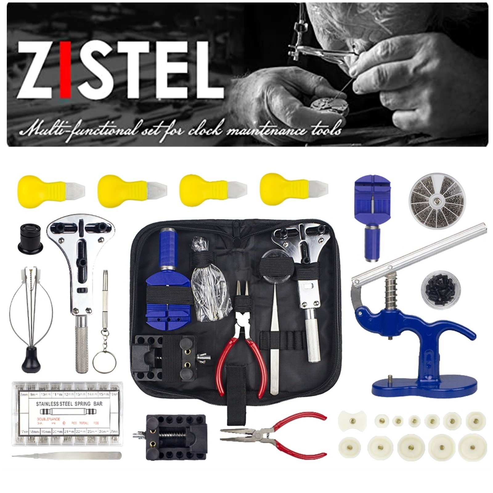 914pcs Watch Repair Tool Kit Spring Bar Tool Set Case Opener Watch Case Press US
