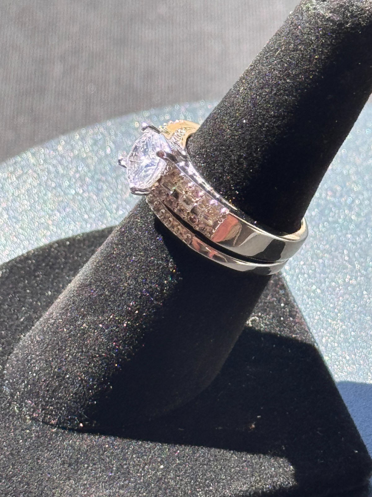 Dainty 2 Pc Round Solitaire with Baguette and Round Accents Wedding FS