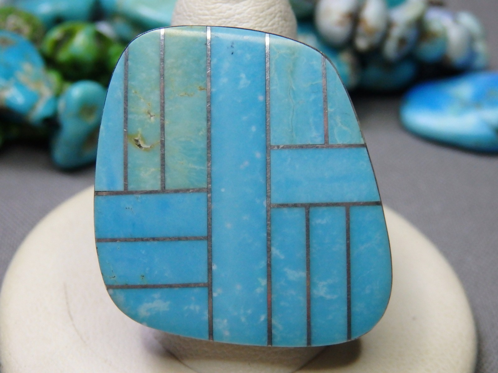 NAVAJO Philbert Secatero SLEEPING BEAUTY TURQUOISE Sterling Silver 16g RING sz10