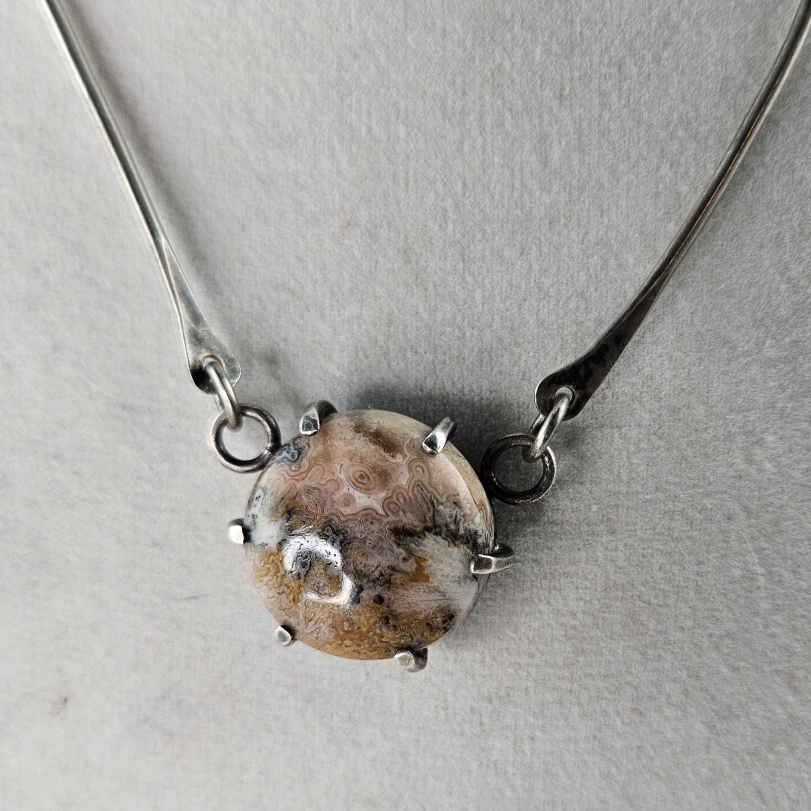 Sterling Silver Artisan Necklace 16in Jasper Pendant 12.0g [8931]