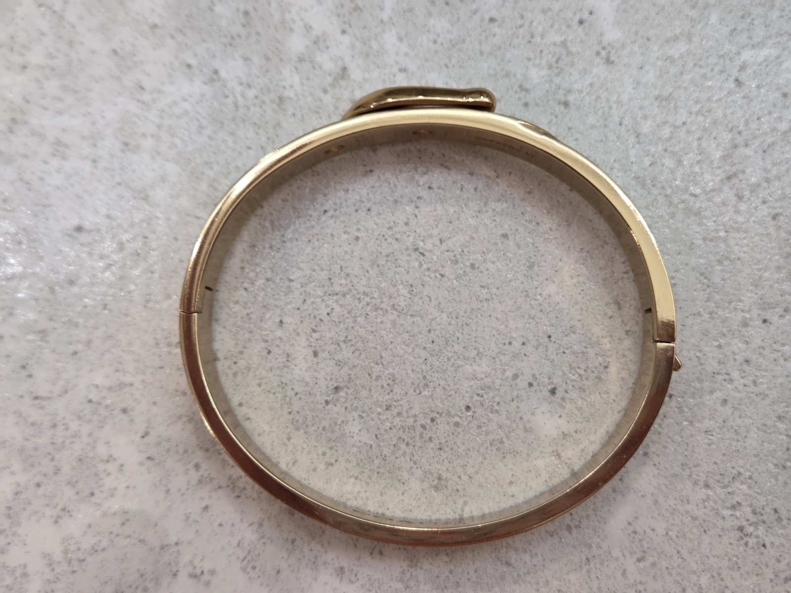 Coach Buckle Bangle Bracelet Signature C Gold Plated & Chalk Enamel Hinged