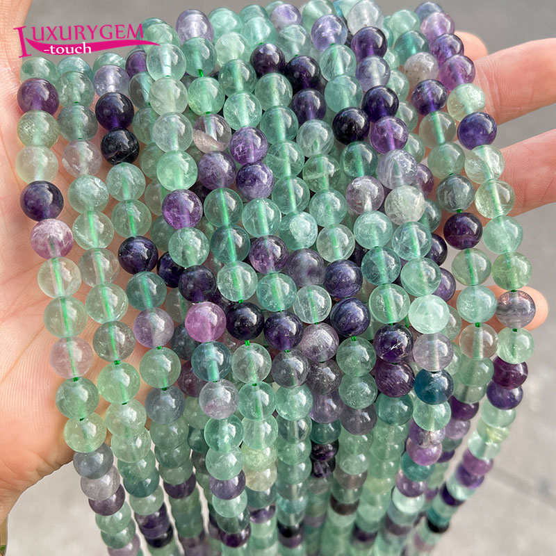 4-12mm Smooth Natural Round Fluorite Stone DIY Gem Jewelry Loose Beads 38cm