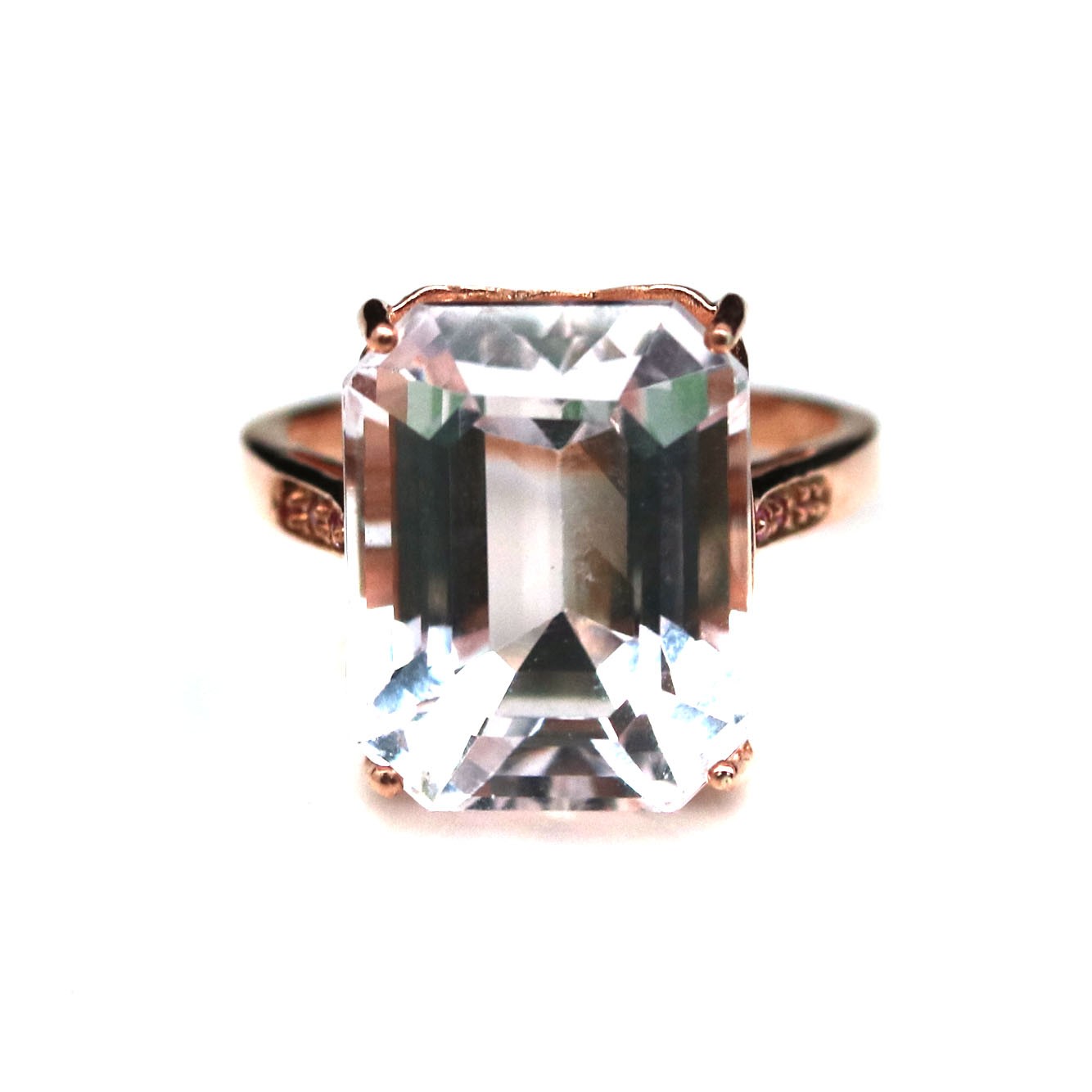 925 Sterling Silver 12 x 15 mm. Pink Kunzite Pink Sapphire Ring Size 6.5