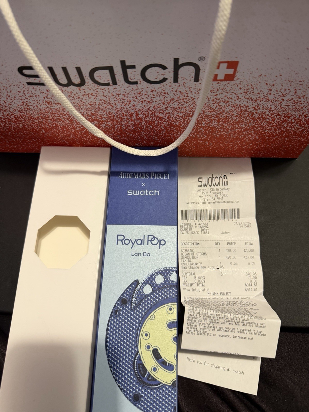 Swatch X Audemars Piguet AP Royal Pop Lan Ba 100% Authentic Guaranteed Receipt