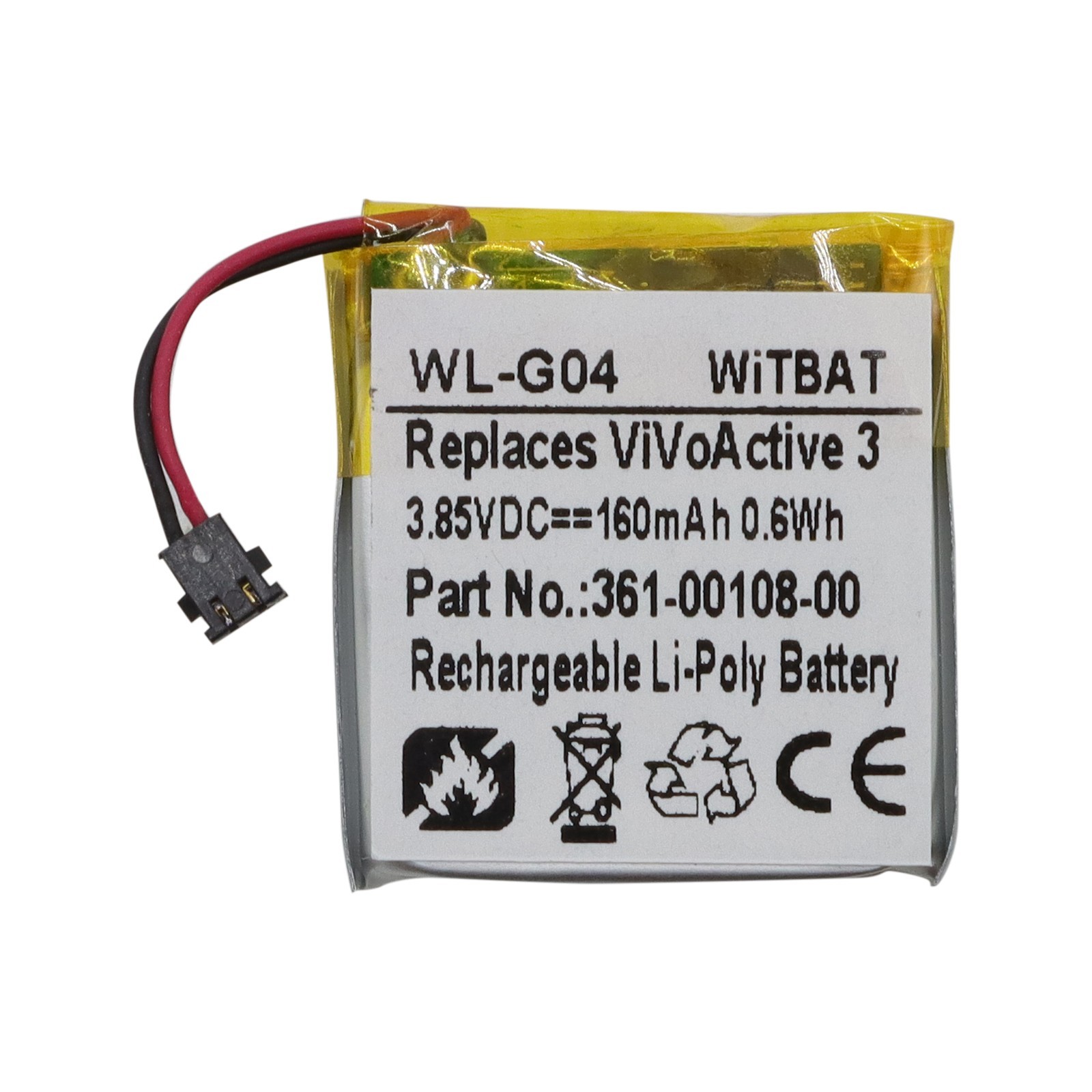 160mAh 361-00108-00 Battery Replacement for Garmin Vivoactive 3 GPS Smartwatch
