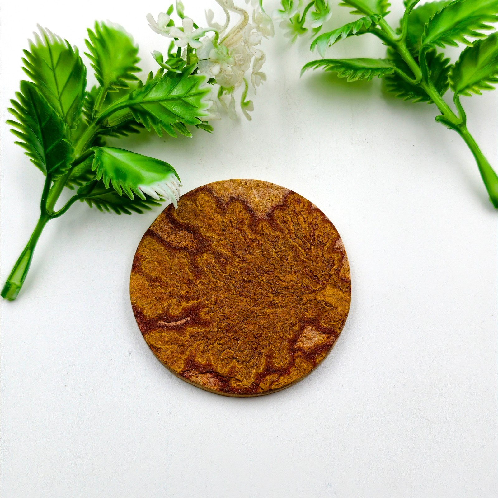 Natural Psilomelane Dendrite Flat Back Cabochon 57x57mm Round Wire Wrap Jewelry