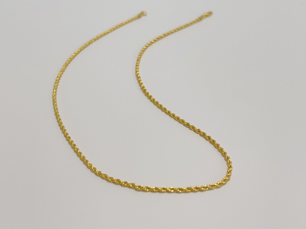 18K Yellow Gold Solid 2.5mm-4mm Rope Diamond Cut Chain Italian Necklace 18″- 24″