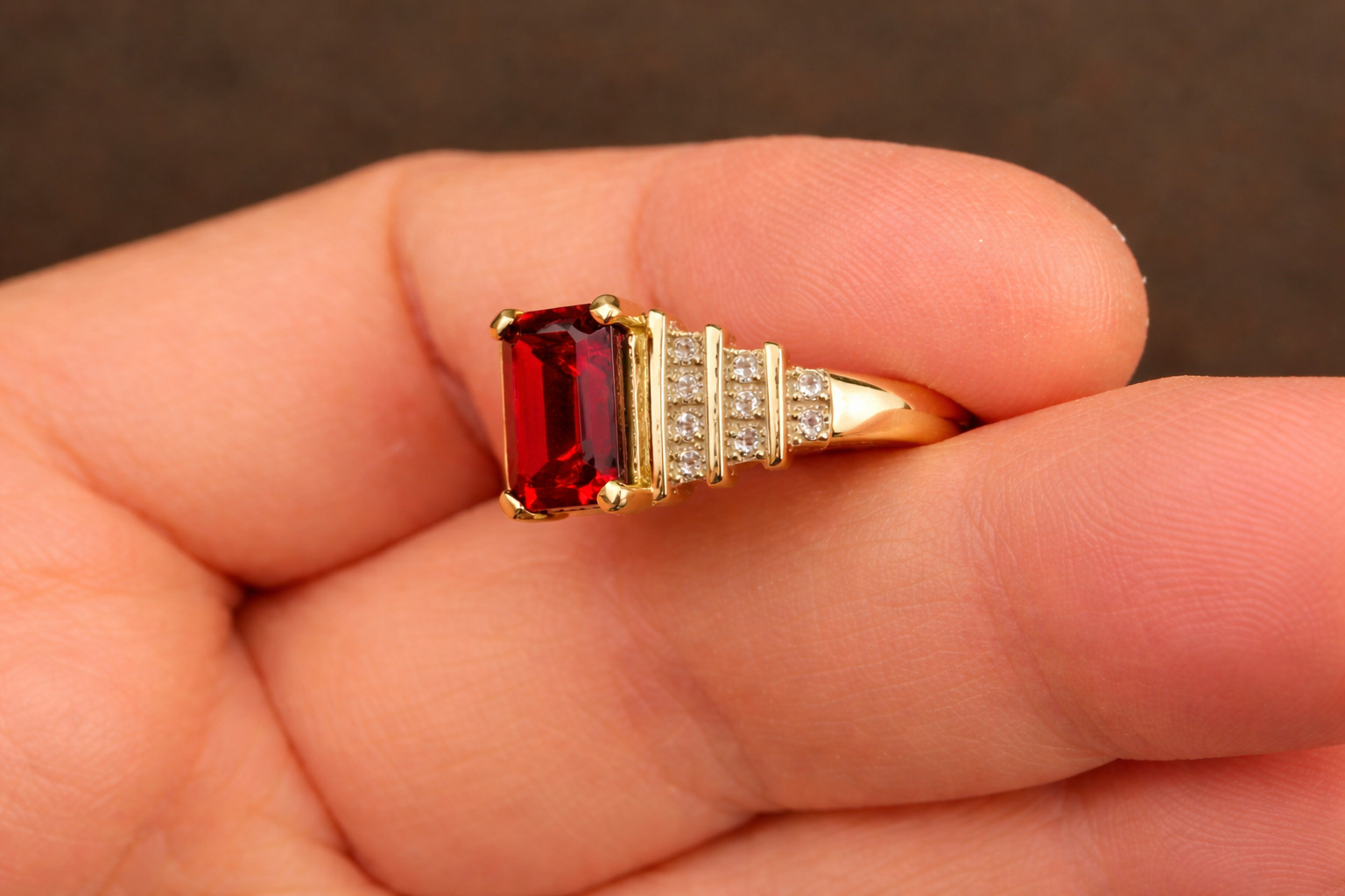 Natural Ruby & Diamond Engagement Gift Ring 14k Yellow Gold Size 7(Import Free)