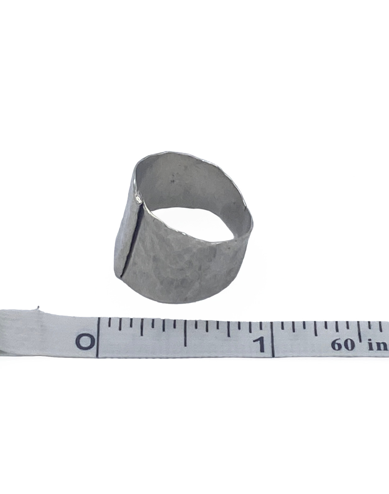 FarmMouseStudio Handmade Hammered Sterling Silver Wide Wrap Ring Size 8