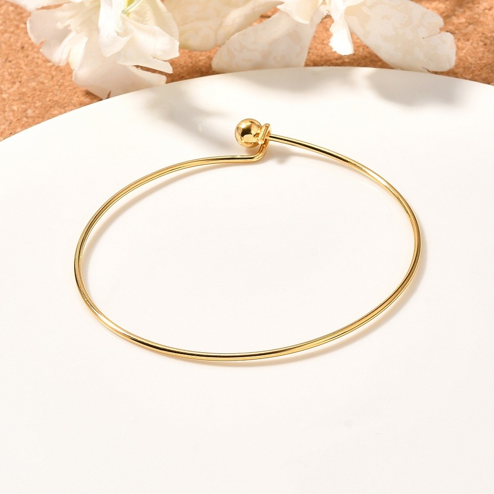 Bangle Stainless Steel Gold Silver Beaded Women Fashion Jewelry Gift T95