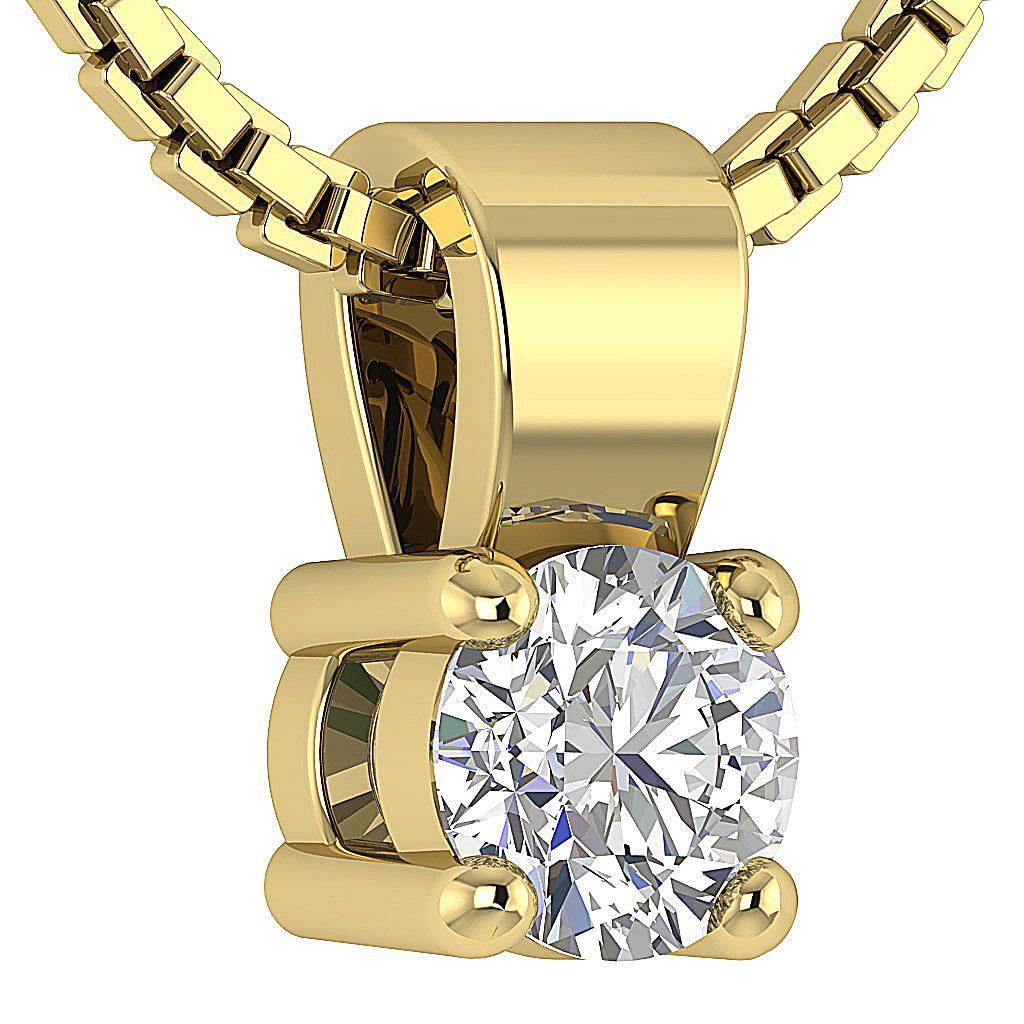 Lab Grown Diamond Solitaire Pendant Necklace VS1 F 0.25 Carat 14K Gold Prong Set