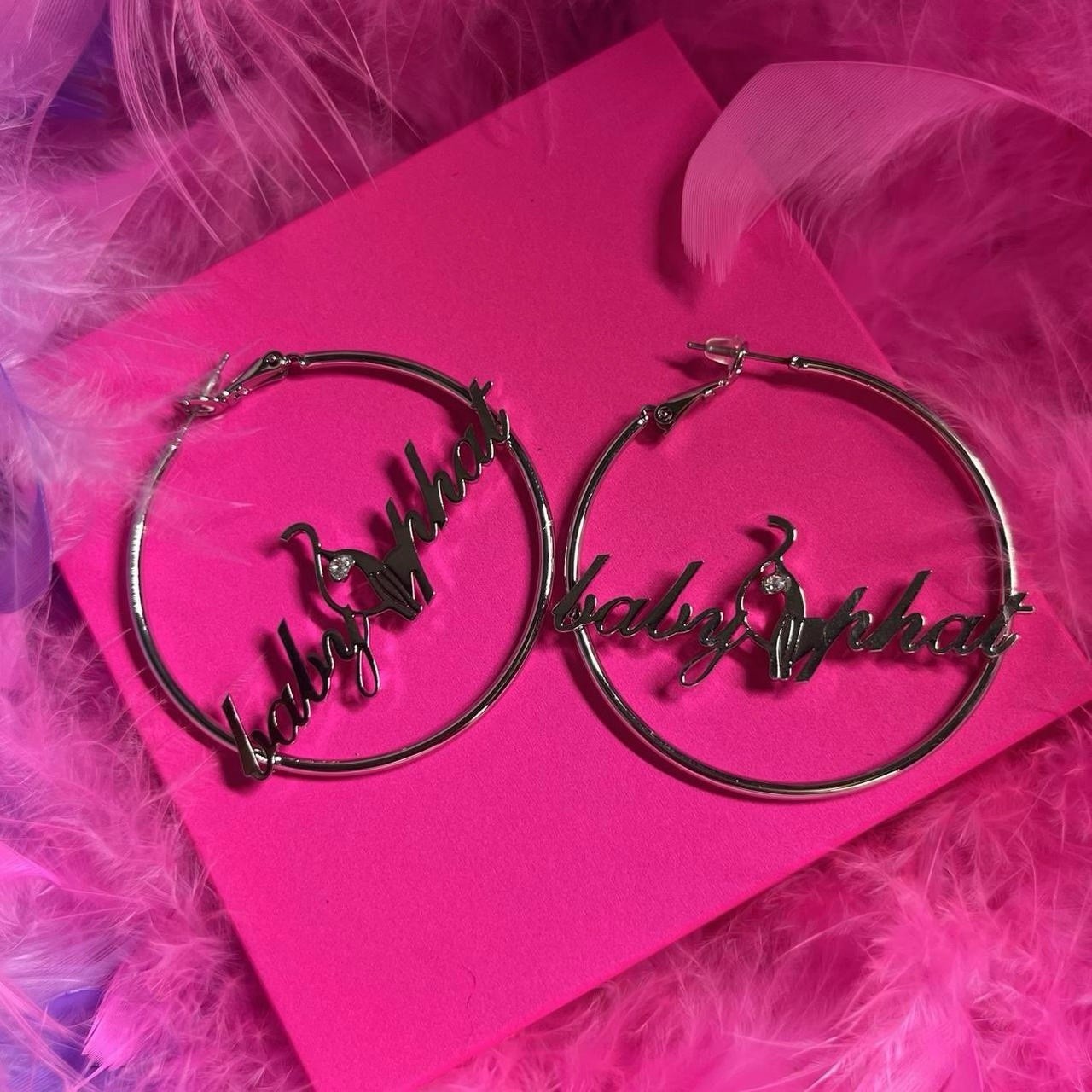 Silver Baby Phat Hoop Earrings | NEW | Y2K Must Have Jewelry | Mcbling Aesthetic