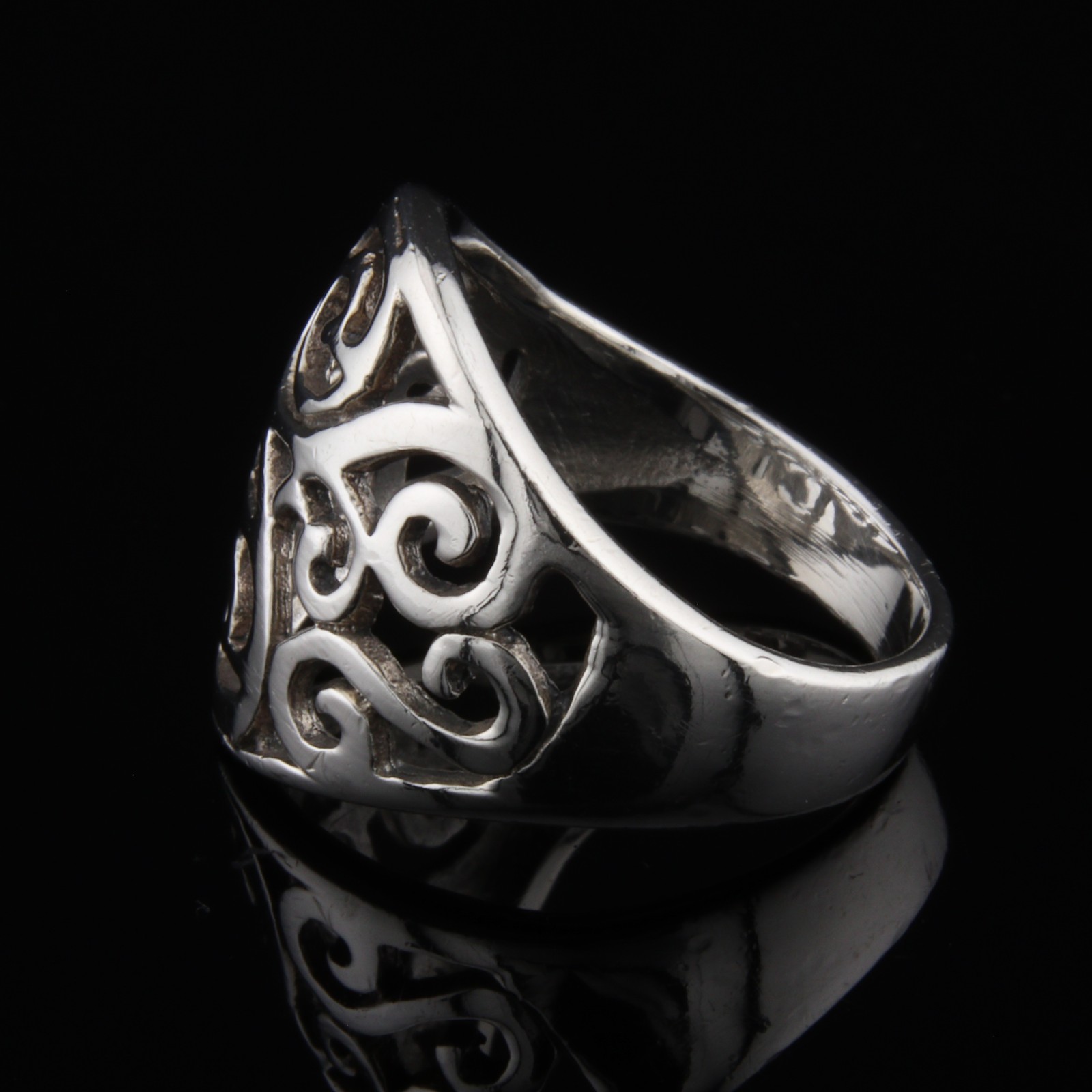 Sterling Silver Scroll Statement Ring Size 6.5