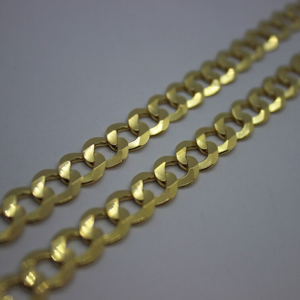 10K Solid Gold Yellow Cuban Link Chain Men Women 1.8mm – 8mm 16″ ~ 30″