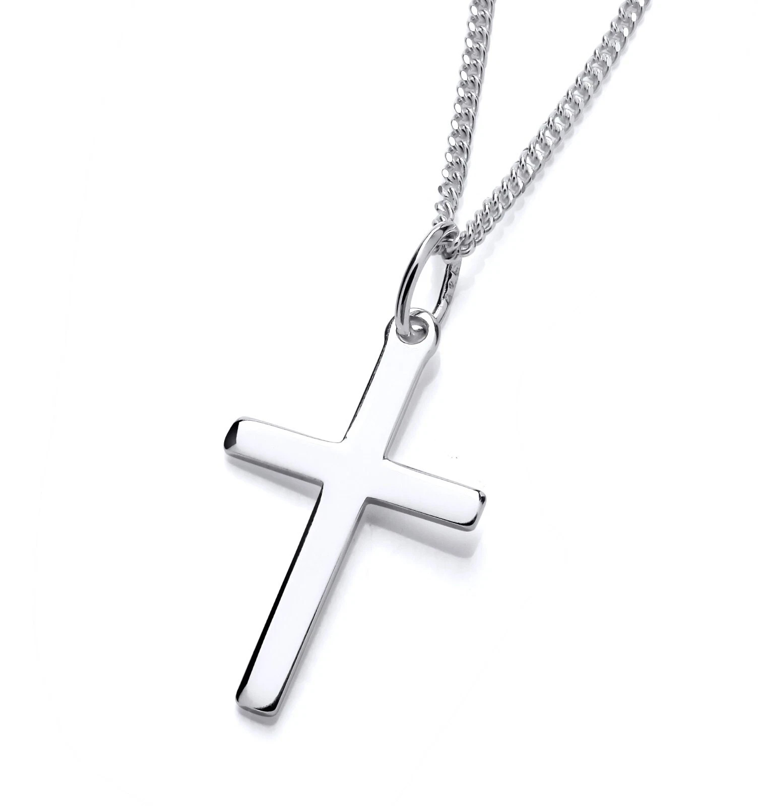 925 Sterling Silver Plain Cross Pendant Necklace Chain