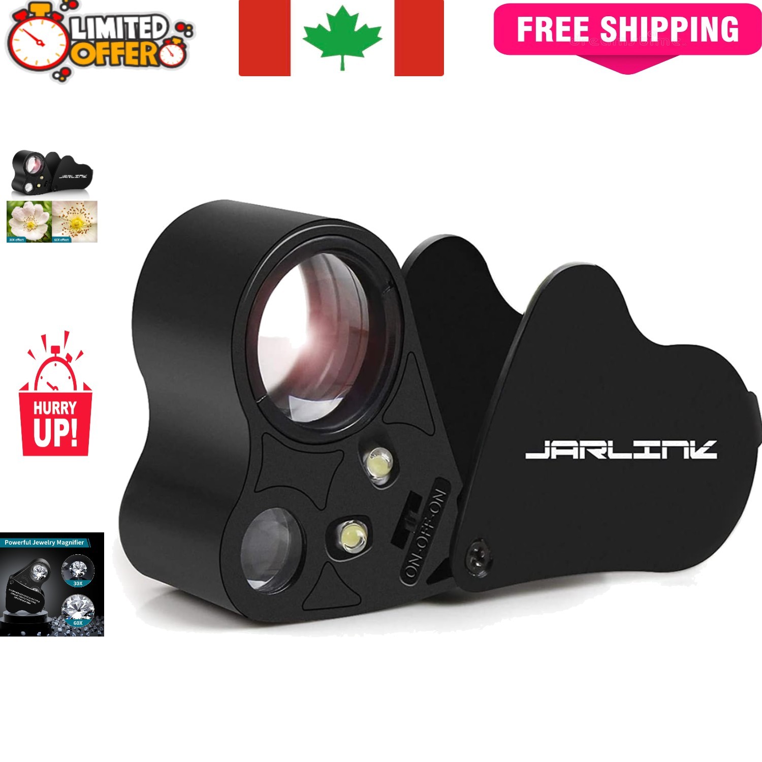 Durable 30X 60X LED Magnifier with Fabric Bag – Ideal for Jewelry & Coins