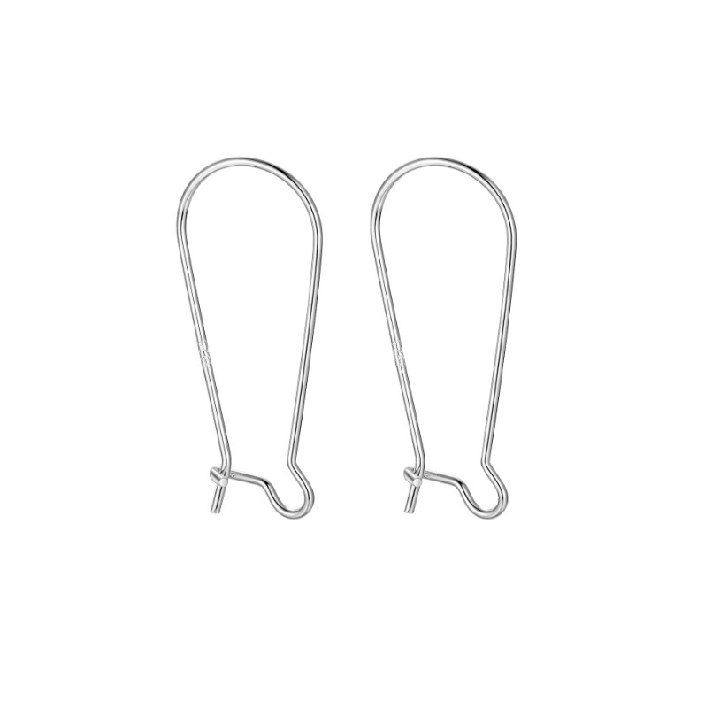 925 Sterling Silver 30mm Kidney Ear Wire Hook Earring Findings 2pcs/10Pcs DIY