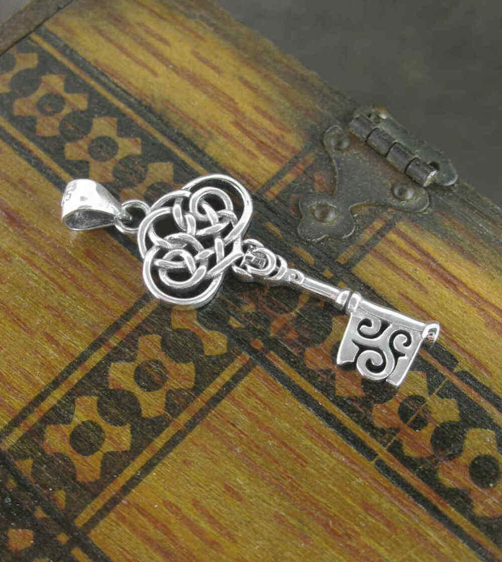Celtic Knot Key Triskelion Pendant ONLY No CHAIN Antique Vintage Style