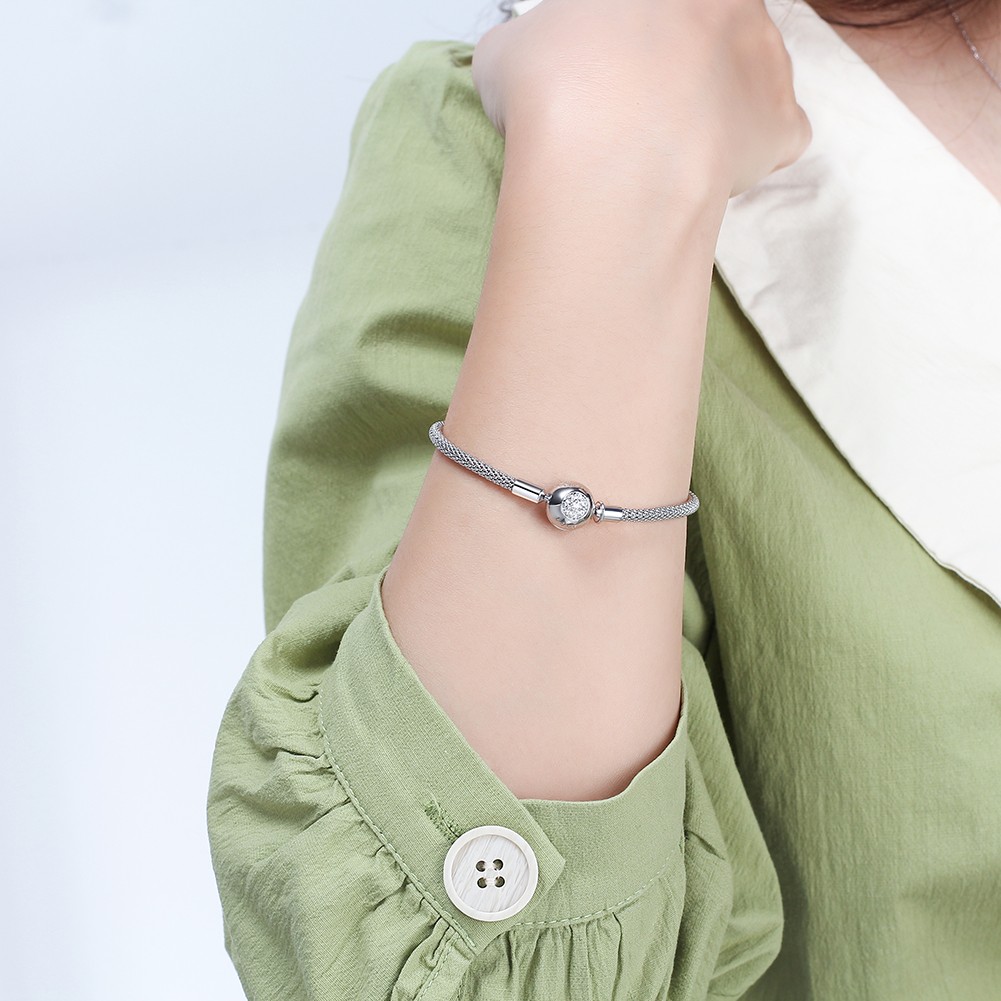 Snake Chain Charm Bracelet Sterling Silver Cz Love Clasp Ginger Lyne Collection