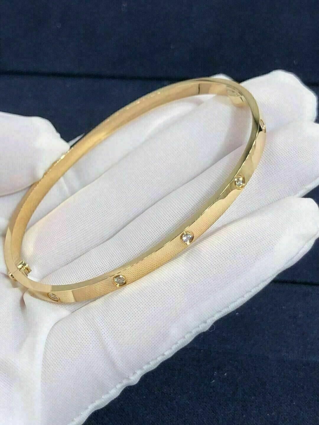 4CT Round Cut Diamond Lab-Created Women Bangle Bracelet 14K Yellow Gold Finish