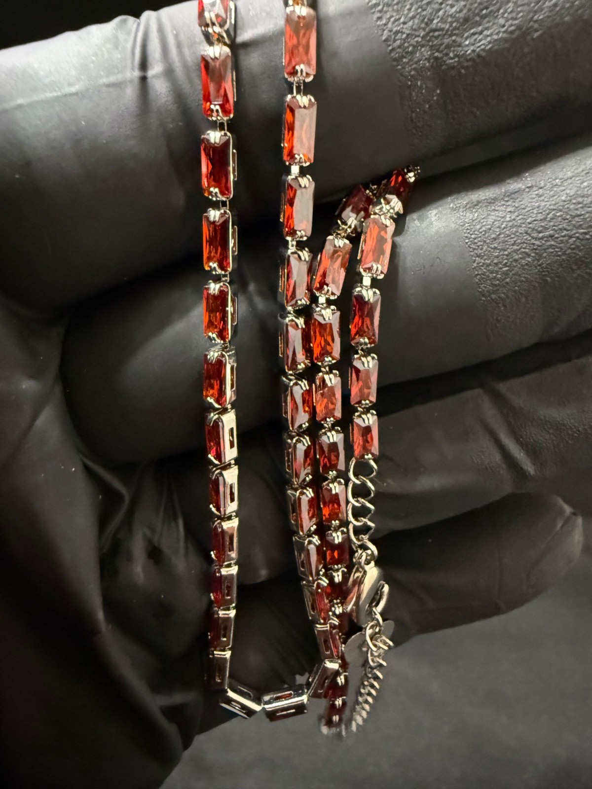 Red zirconia gemstone gold filled necklace 16-18 inch adjustable 2.5mm