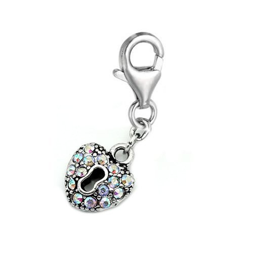 Clip-On “Heart Lock” Iridescent Charm Pendan