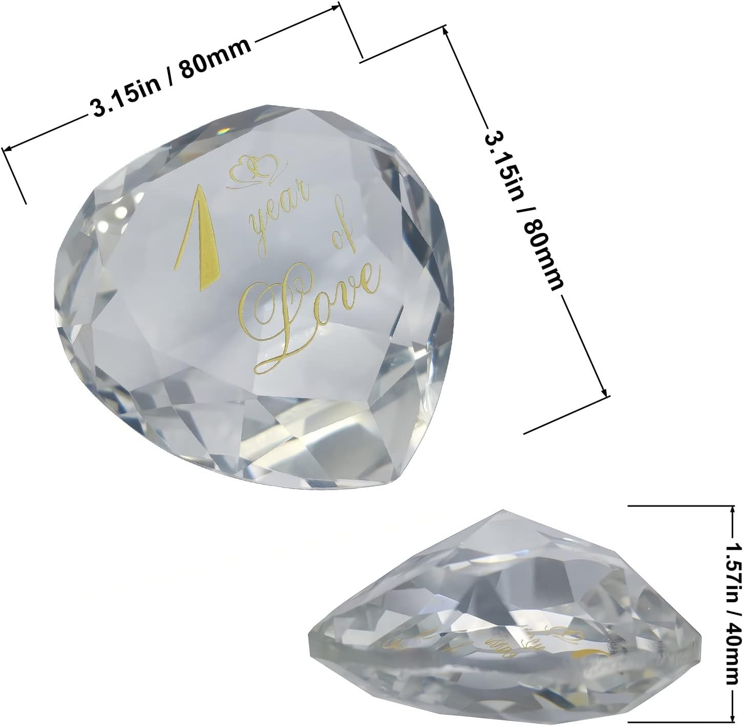 1 Year Anniversary Crystal Gifts for Her Him, 1St Wedding for Husband Wife Boyfr