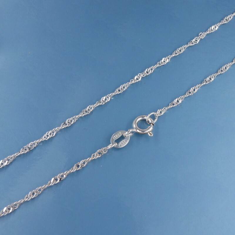 SALE 18″ Sterling Silver 1.6mm Singapore Chain Necklace w/ Spring Ring Clasp