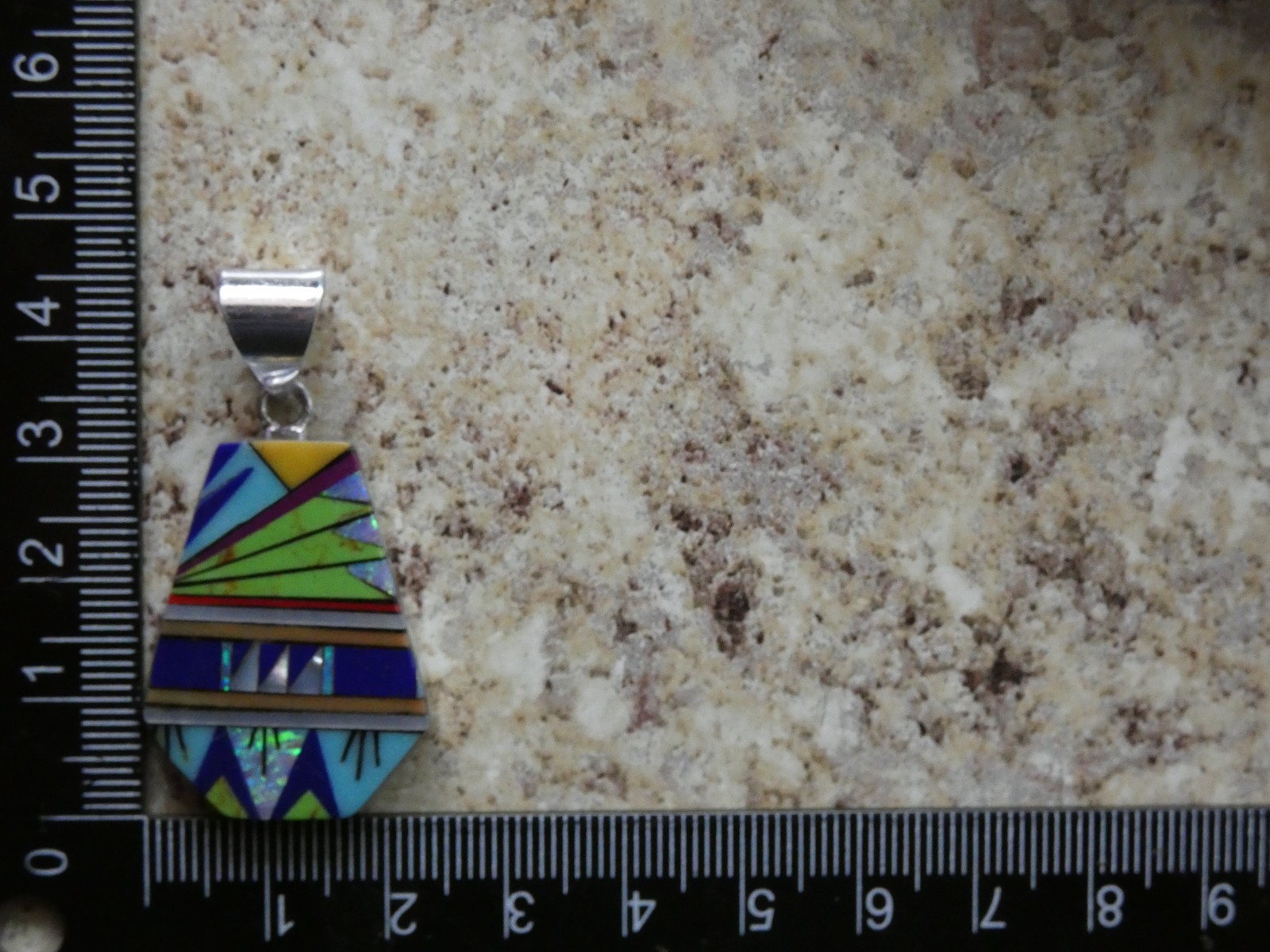 Southwestern Micro Inlay Gemstone Sterling Silver Aluminum Alloy Pendant AT5