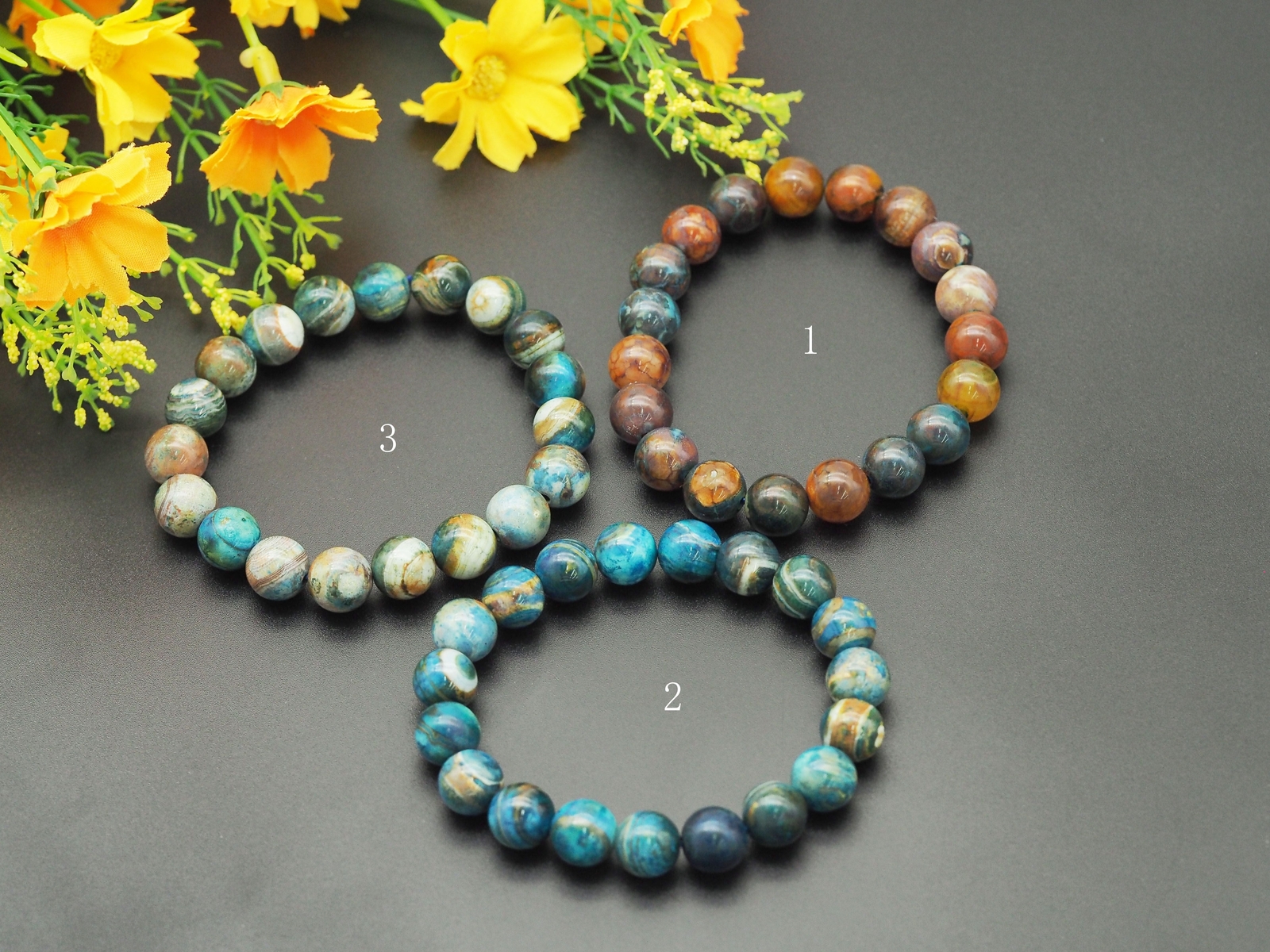 Natural Mixed Color Tibetan Agate, 10mm Handmade Round Bracelet, Reiki Chakra